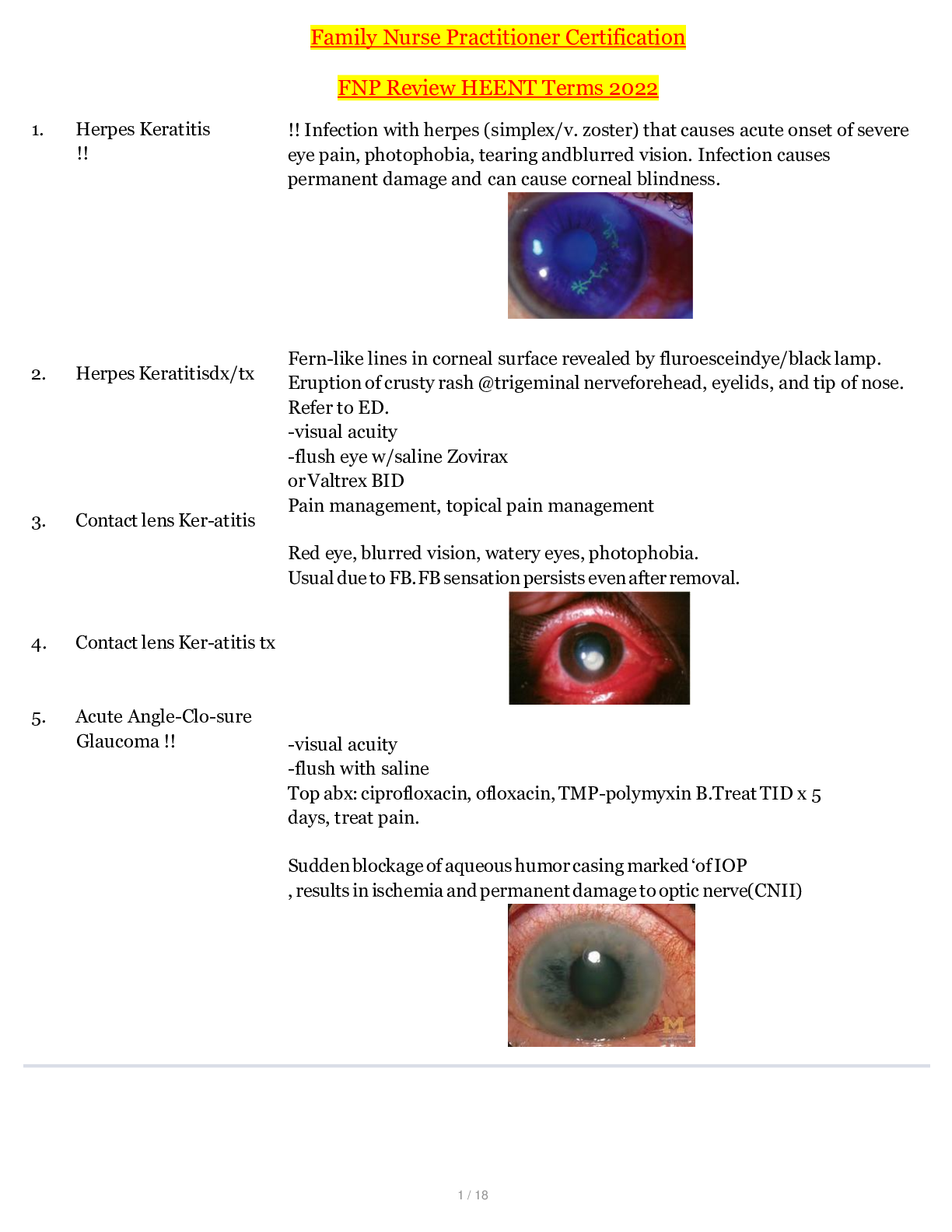 Preview image for Family Nurse Practitioner Certification | FNP 1 - Review HEENT Terms 2022_98% Score